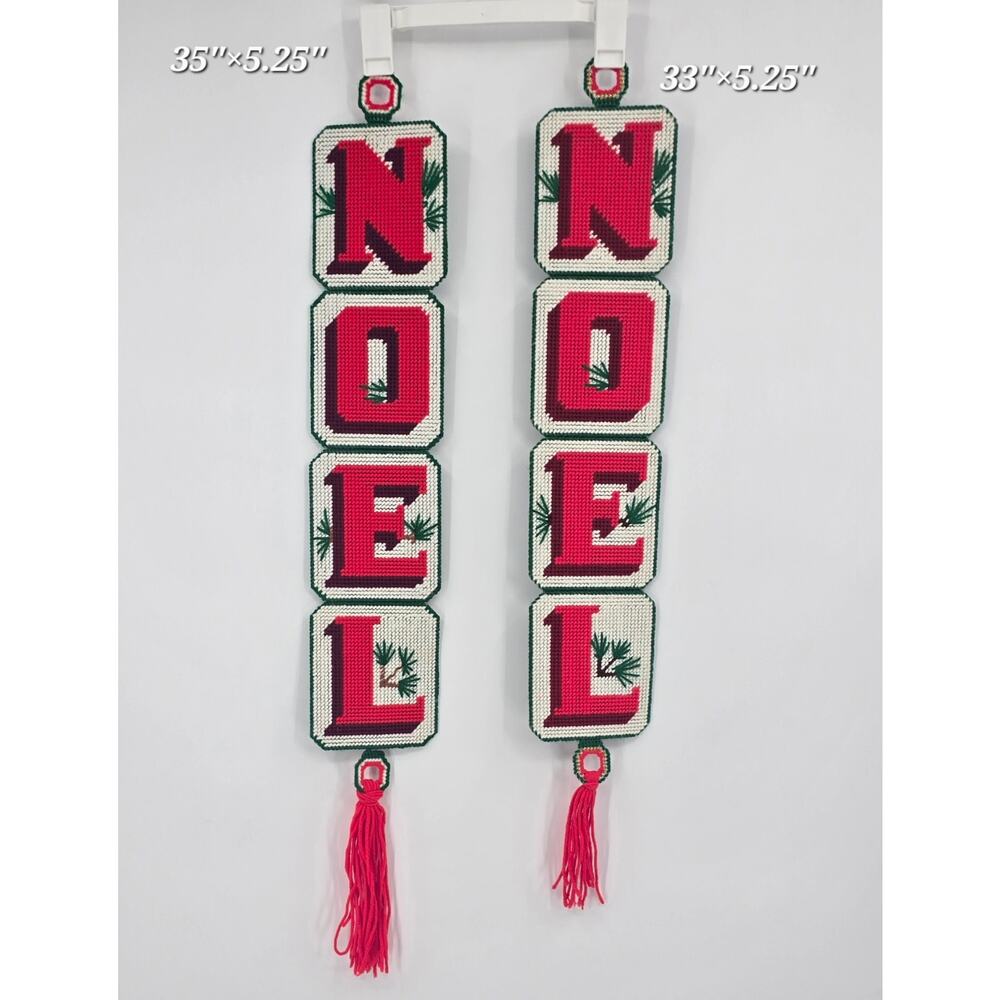 Vintage‎ Handmade Plastic Canvas “NOEL” Wall Hanging Pair
